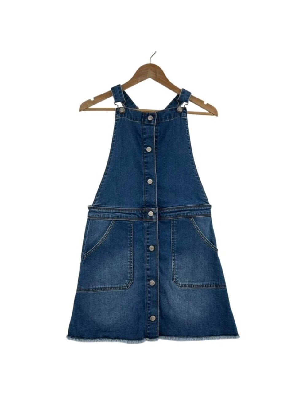 Boden Overall Dress Girl's Size 13-14Y Blue Denim Button-Front With Pockets